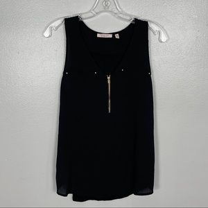 Tempted Half Zip Black Tank top Size Medium